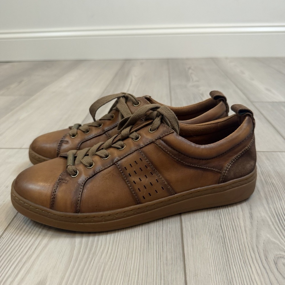 Earth Zag Soft Leather Womens Brown Lace Up Lifestyle Sneakers 11M
